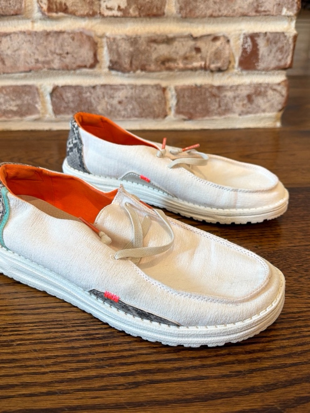 Women’s Hey Dude Canvas Slip-On Shoes with Orange Lining